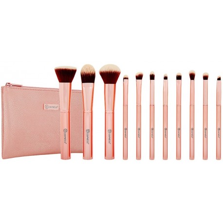 BH cosmetics Metal Rose – 11 Piece Brush Set With Cosmetic Bag
