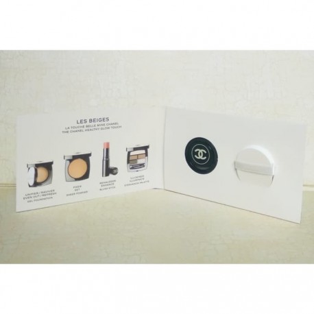 Chanel Les Beiges Healthy Glow Gel Touch Foundation sample Card + Puff