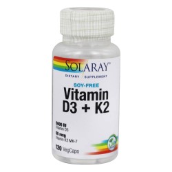 Solaray Vitamin D3+k2 5000iu  soy free veg cap 120