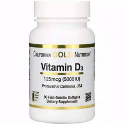 California Gold Nutrition, Vitamin D3, 5,000 IU, 360 Fish Gelatin