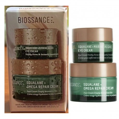 Biossance Squalane + Marine Algae Eye Cream and Omega Repair Cream Set