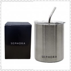 Sephora stainless steel mug with lid and straw