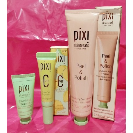 Pixi Bundle Eye Brightener, Mud Cleanser & Peel Polish